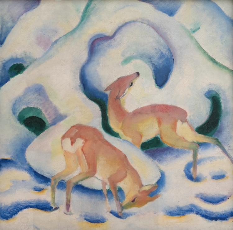 Franz Marc Deer in the Snow (mk34) oil painting picture